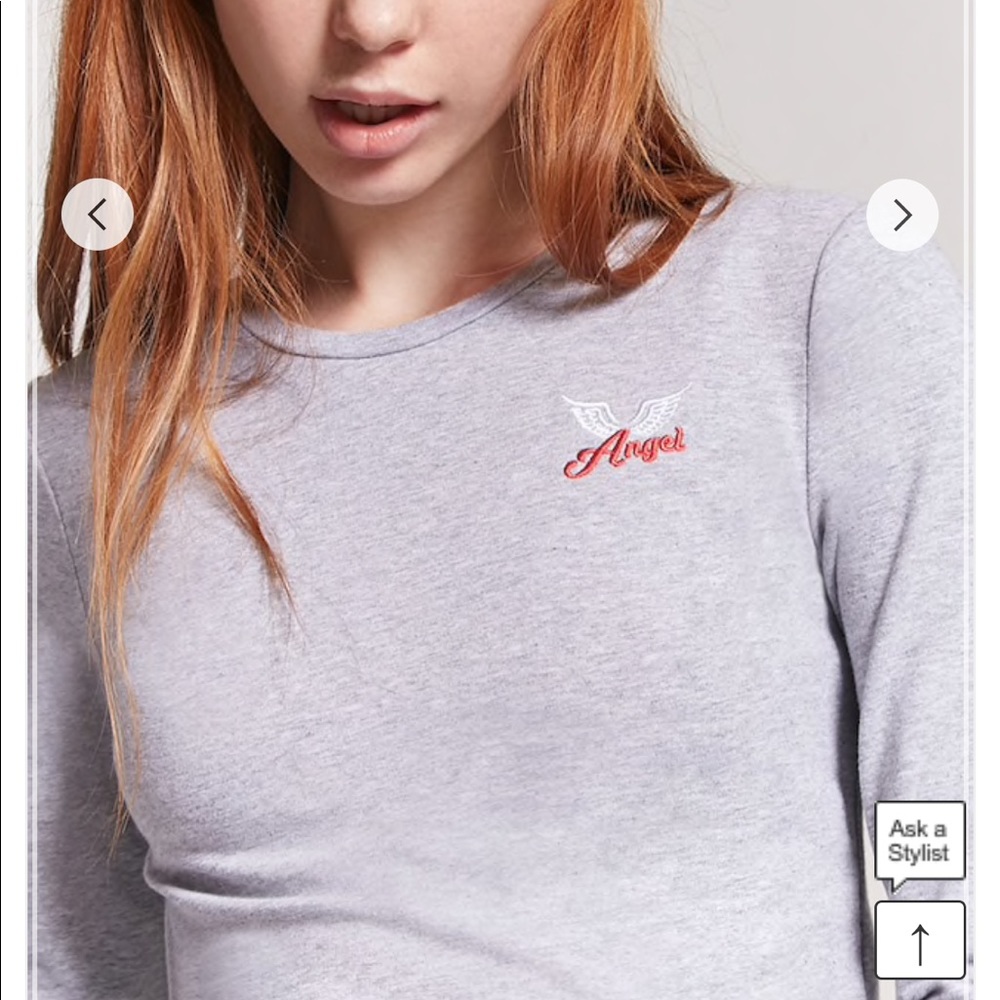 Angel Embroidered Lettuce-Edge Top